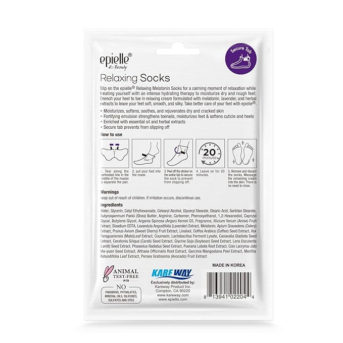 Epielle Relaxing Foot Mask 6 Pairs, Soften and Restore with Melatonin & Lavender Extract, Deep Moisturizing Socks for Dry, Cracked Feet, Self Care Gifts for Women, Spa Kit, Easter Basket Stuffers