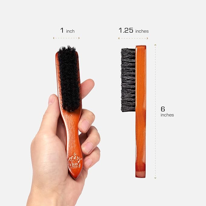 Red by Kiss Beard Brush with 100% Natural Boar Bristles for Men, Premium Wooden Brush, Beards Mustaches Grooming Shaving Comb, Tame and Soften Facial Hair (Long Handle)