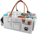 Felt Dog Grooming Bag,Portable Tote Bag for Dogs Cats,Dog Storage Organizer for Grooming Tool Kit,3 Compartments Pet Stuff Oganizers with 8 Pockets-Grey