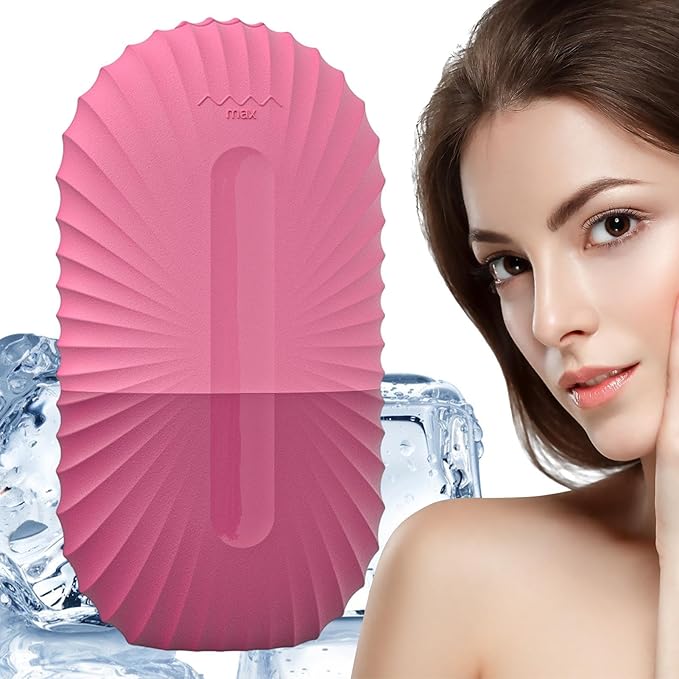 Ice Roller For Face And Eye, Reusable Ice Face Roller, Facial IceRoller, IceGlobes For Faces, Silicone Massage IceMold, IceRoller Skin Care Tool, Massage Facial Ices Tray For Women Girl (rose)