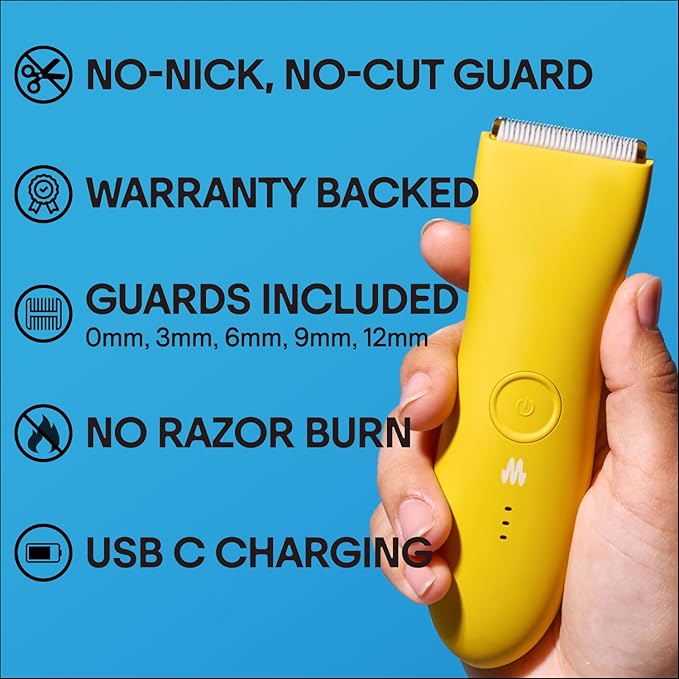 MERIDIAN The Trimmer Premium - Body Hair Trimmer & Electric Shaver for Men and Women for Pubic Hair, Chest, Legs & Bikini Line, Waterproof & Rechargeable, Solar