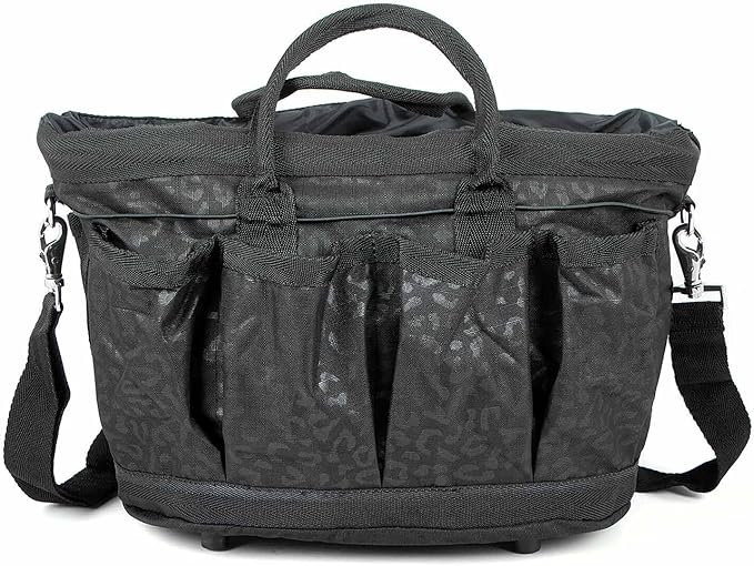 Jeffers Poplar Head Grooming Bag – Horse Grooming Organizer Tote with Pockets for Brushes, Tools, Clippers, Shampoo, Detangler – Stable Barn Kit Carrier for Horses, Pets, Livestock, Covert Cheetah