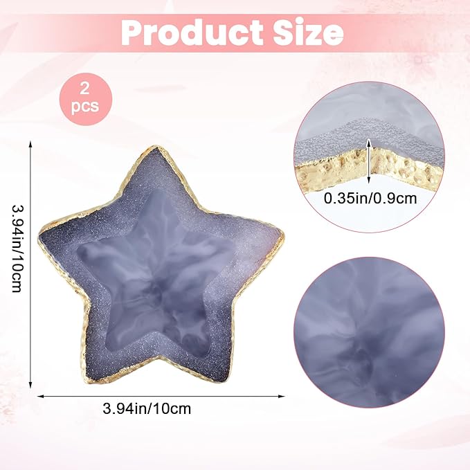 2 Pcs Nail Art Palette Resin Nail Polish Palette Mixing Plate Plates White Stars Shape Makeup Plate Nails Gel Color Makeup Display Board Pallet For Art Tip Holder Display