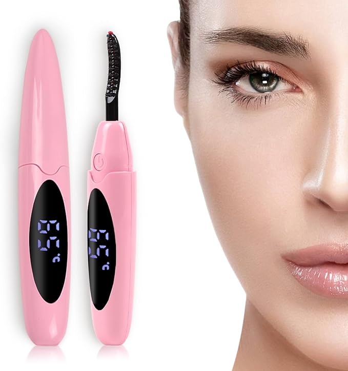 ZAPAL Heated Eyelash Curler, Heated lash Curler, Intelligent Power Off Electric Eyelash Curler Heated Quickly 24 Hs Lasting Natural Makeup (Pink, X6-132MM)