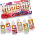 Cuticle Oil Set - 6pcs with Flowers, Vitamin E for Nail Repair & Strengthening