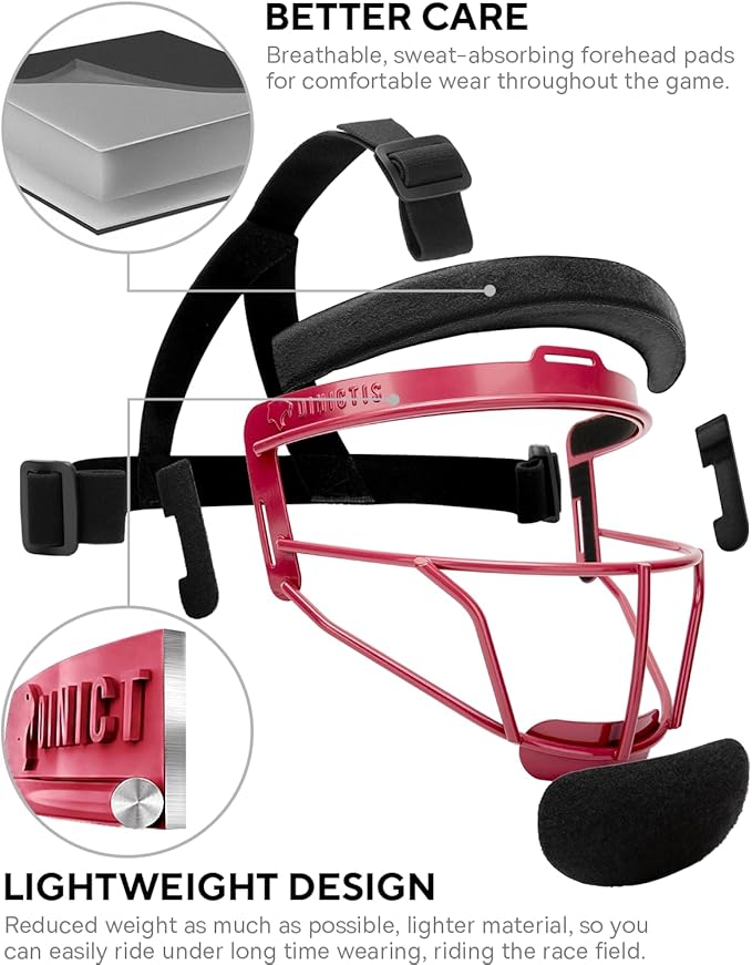 Dinictis Softball Face Mask, Lightweight, Comfortable, with Wide Field Vision, Durable and Safe Face Guards, Premium Protective Softball Fielder's Mask