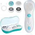 Facial Cleansing Brush, Electric Face Scrubber with 4 Cleanser Heads and 2 Speeds Adjustable for Deep Cleaning, Portable Rechargeable and Waterproof Face Wash Brush for Women & Men (Green)