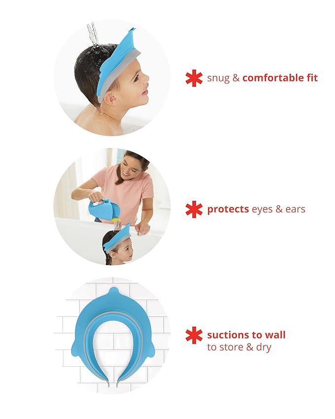 Skip Hop Baby Shower Cap Shield, Moby Bath Visor for Baby and Kids 9m +, Blue