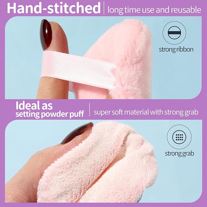 Teenitor 3Pcs Pink Powder Puff, 2.36 Inch Powder Puffs for Face Powder, Soft Applicator for Loose Pressed Powder, Small Makeup Puff With 3 Cases