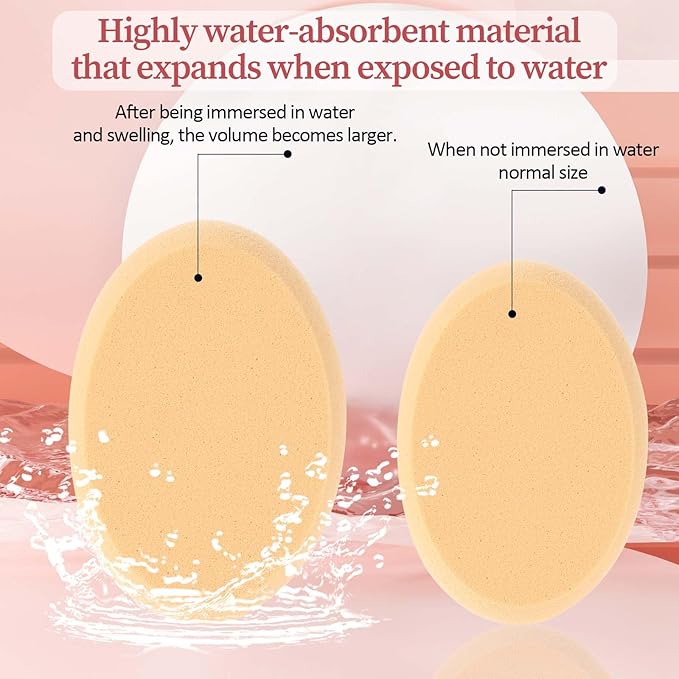 2 Pack Oval Puff Egg Foundation Sponge Oval Makeup Sponges Professional Makeup Sponge for Eye Foundation Blush Application Forehead Cheeks, Dry and Wet (Skin Tone and Pink)