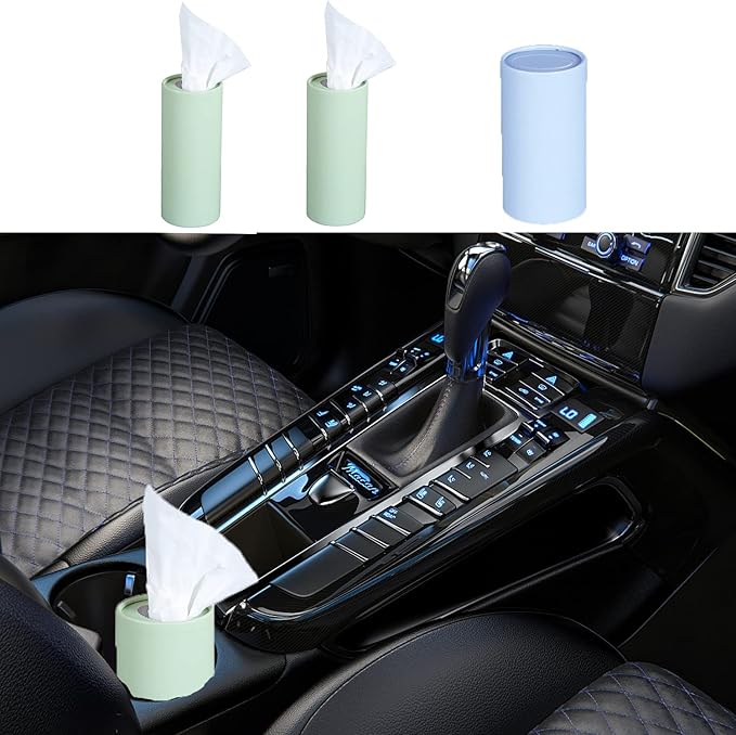 4 Pack Facial Tissues Bulk with Car Tissues Cylinder, Perfect Fit for Car Cup Holder, Refillable Round Container