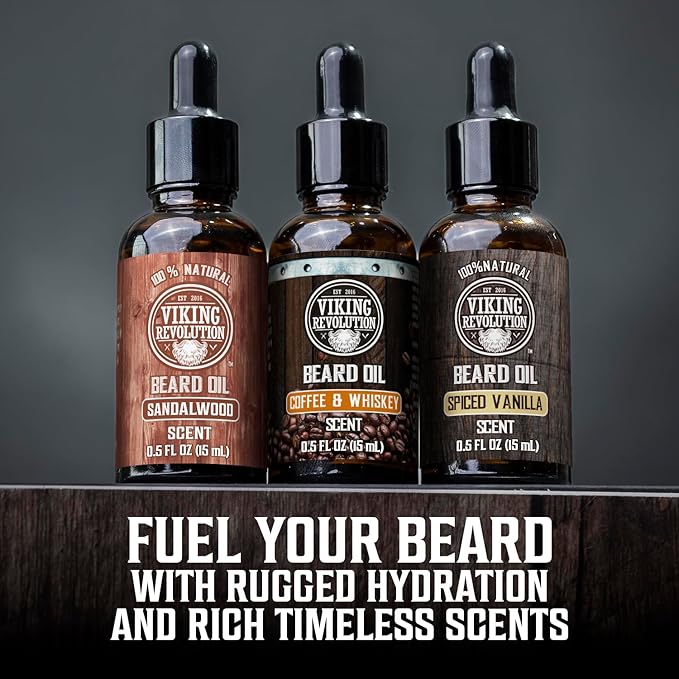 Viking Revolution Ultimate Beard Care Collection - Gifts for Men Includes Oil, Balm, Brush, Comb and Pen - Beard Kit for Men with Sandalwood, Spiced Vanilla, Coffee Whiskey, Sweet Tobacco