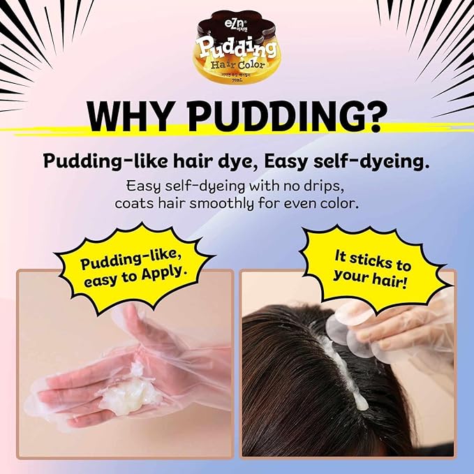 eZn Pudding Hair Dye for Sensitive Scalps – (Vienna Brown) | No-Drip, Ammonia-Free, Long-Lasting Semi-Permanent Hair Color with Keratin for Gentle Gray Coverage at Home