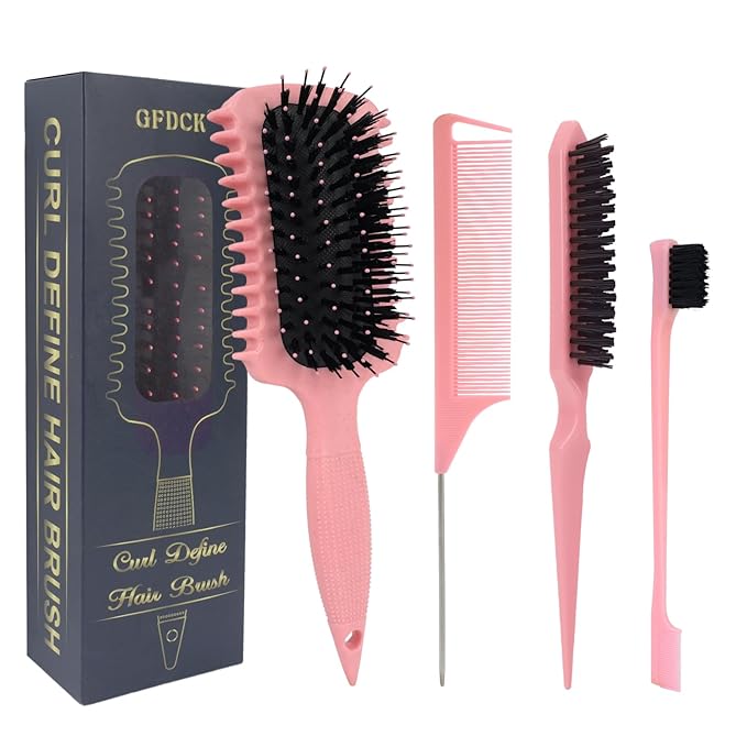 Curl Defining Brush, Curly Hair Brush Products for Effortlessly Detangling Shaping and Styling Women's Men's Curls on All Wet or Dry Hair Types, Reduces Frizz