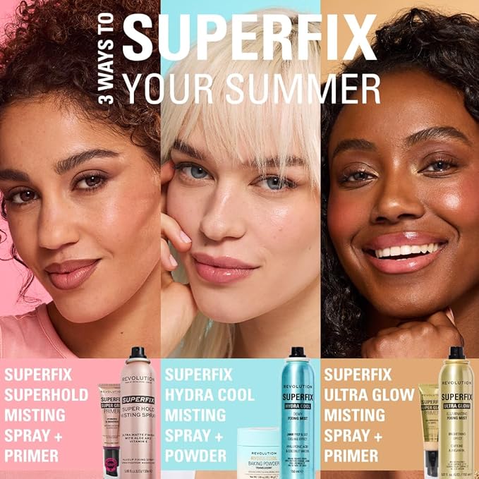 Revolution Beauty London, Superfix Misting Makeup Setting Spray, Ultra Matte & Shine-Free Finish, Long-Lasting Wear, Infused with Vitamin E, 5 fl oz