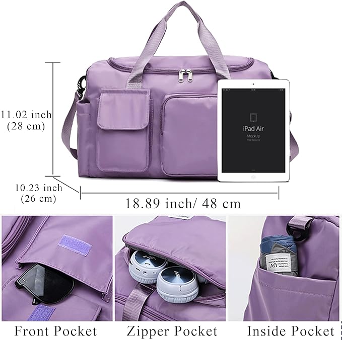 Flycalf Personalized Duffel Bag Dance Travel Bag with Embroidery Name Foldable Shoe Compartment for Sports Gym