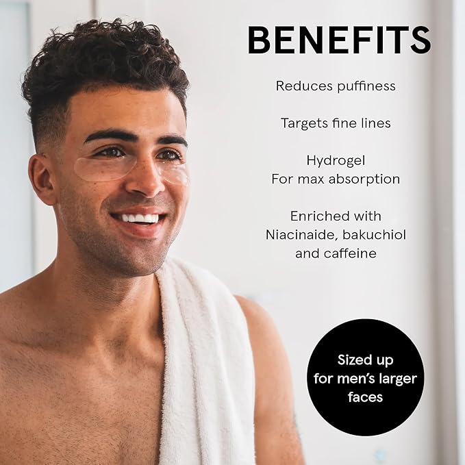 JAXON LANE BRO MASK Under Eye Patches for Men with Hydrogel (2 x 6 pairs) - Anti-Aging Korean Eye Masks for Dark Circles and Puffiness- Puffy Under Eye Treatment - Perfect Skin Care for Men