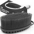 Avilana Silver Edition Body Scrubber - Silver-Ion Infused Silicone Shower Brush, ISO Tested Dual Sided, Stays Fresher Longer, SGS Certified Gentle Exfoliating Loofah Alternative Sensitive Skin Women
