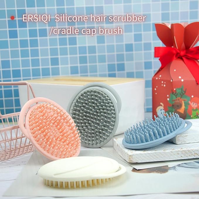 Toddler Hair Brush Baby Bath Brush Scalp Massager Shampoo Brush Cradle Cap Comb Head Scrubber Newborn Bath Essentials Baby Registry Items for Exfoliating and Promoting Blood Circulation (Blue)
