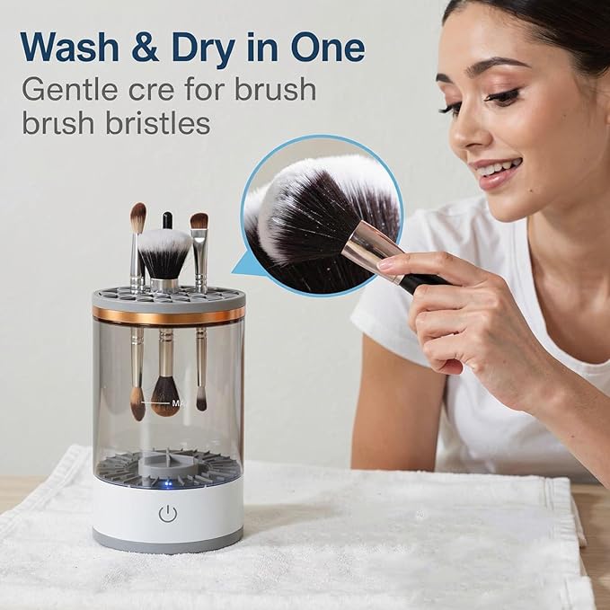 TARSHYRY Electric Makeup Brush Cleaner Machine, Automatic Brush Cleaner Spinner Dryer, Cleanser Tool for All Size Makeup Brushes