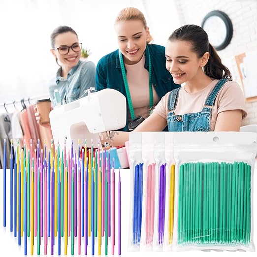 Sewing Machine Cleaning Swabs Micro Applicator Brushes Disposable Clean Brushes Micro Swab Pointed Tips Multi Colored Lab Swabs for Cleaning Paint Sewing Machine, 3 Size (500 Pcs)