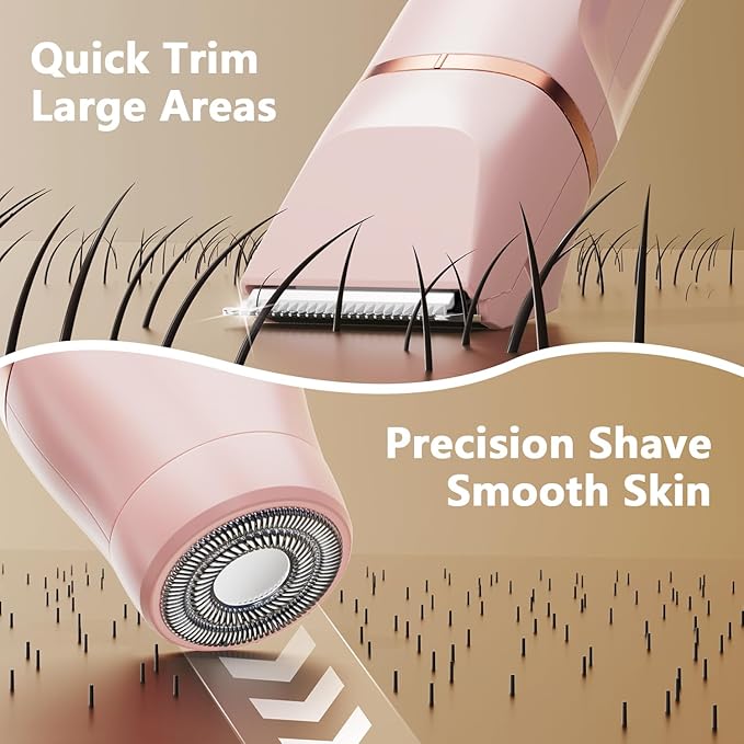 Hair Removal Epilators Bikini Trimmer for Women, Painless Waterproof Electric Foil Shaver Razors for Facial Leg Body Armpit,Cordless Ceramic Blade with USB Charging Dock,Travel Size Gifts for Her,Pink