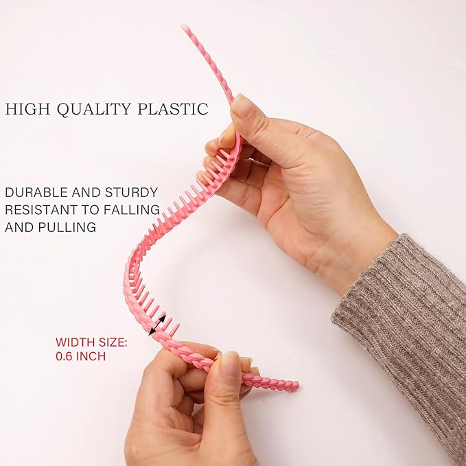 LAPOHI 10 PCS Colorful Fashion Effortless Plastic Headbands with Teeth No Slip Comb Hair Bands for Women, Men, Teen Girls