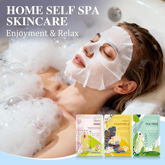 9 Pack Hydrating Face Masks Skincare, Bulk Sheet Face Mask for Dry Skin, Collagen Facial Masks Spa Gifts for Women Skin Care, Easter Basket Stuffers, Mothers Day Gifts for Mom, Teacher and Nurse Gifts