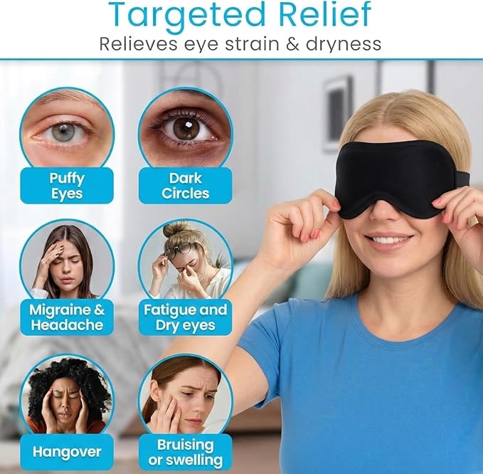 Arctic Flex Cooling Eye Mask - Gel Cold Compress for Migraine, Puffy Eyes, Sleeping, Headaches - Heated Eye Mask for Women & Men - Hot & Cold Therapy - After Surgery Ice Treatment, Reusable, Freezable
