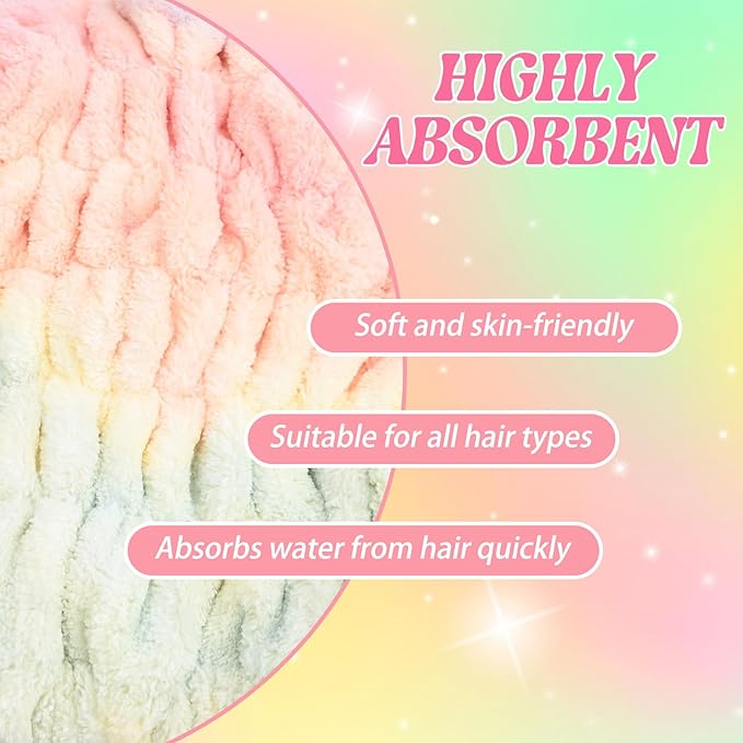 2 PCS Microfiber Hair Towel Wrap for Kids, Girls & Women,Cute Unicorn and White Rabbit Dry Hair Cap - Super Absorbent Quick Drying, Lightweight Turban Towel for Wet Hair