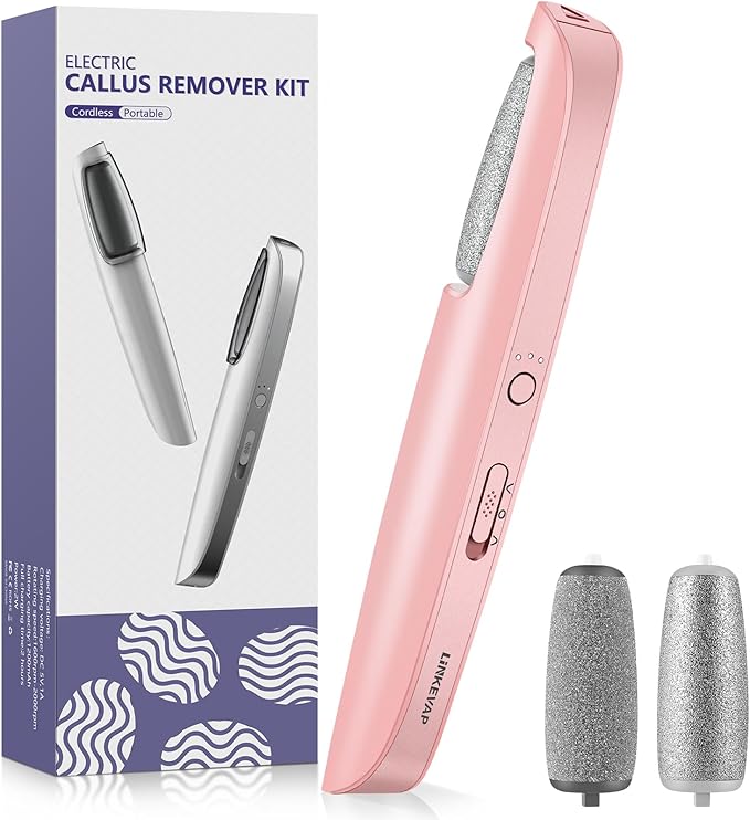 Electric Callus Remover for Feet, Professional Pedicure Kit Foot Scrubber for Dry, Dead, Cracked, Hard Skin, at Home Feet Spa Care Kit for Men & Women (Pink-A)