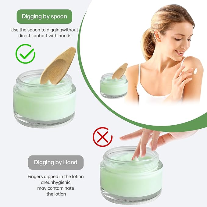 2pcs Deodorant Cream Applicators, Multi-Functional Bamboo Scoop for Natural Deodorant, Skincare Cream, Face Mask - Smooth Surface, Double Head Design, Reusable & Eco-Friendly