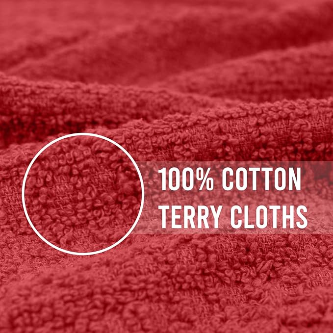 DAN RIVER Premium Kitchen Towels - [Pack of 12] 100% Cotton (16x 26 Inches) -Super Soft,Highly Absorbent, Quick Dry, Dish Towels for Kitchen Towels -Red