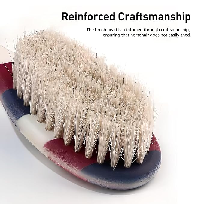 Ergonomic Soft Beard Brush for Men, Striped Handle Comfortable Grip, Ideal for Barber Shop Use