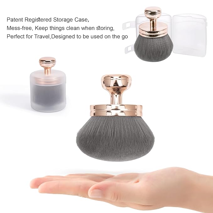 Blend & Blur Extra Large Body Makeup Brush for Self Tanner,Leg Makeup & Bronzer Self Tan Back Applicator, 76mm Wide Round Head Kabuki Brush For Application with Protective Case (Rose Gold)