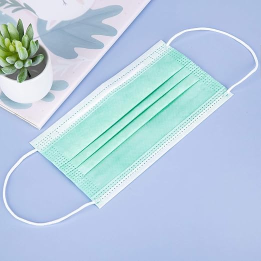 Borje Green Disposable Face Mask 100 Pcs Green Face Masks 3 Ply Protection Masks