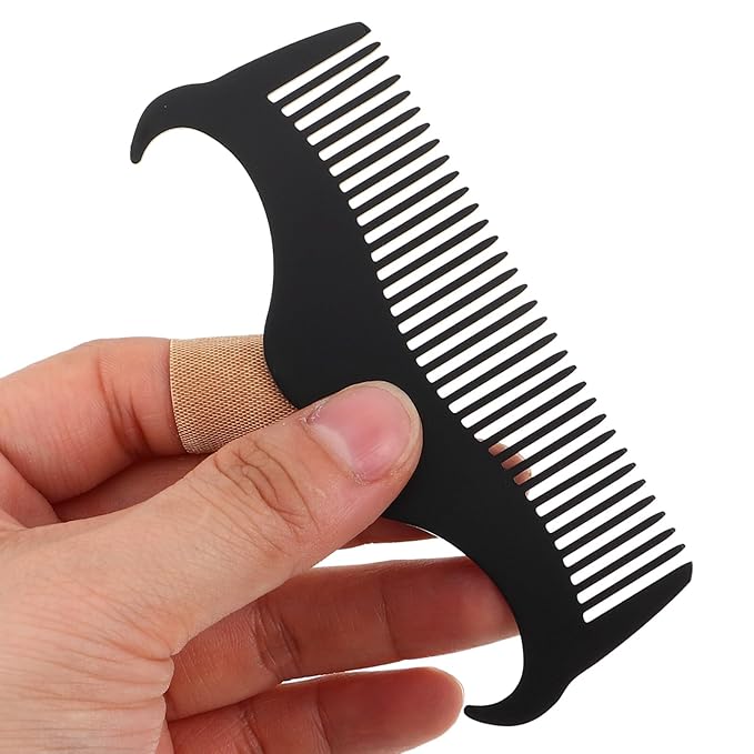 Stainless Steel Beard Stencil Comb and Mustache Shaper Set with Black Opp Pocket, Men's Beard Trim Guide and Styling Tool for Precise Grooming and Travel