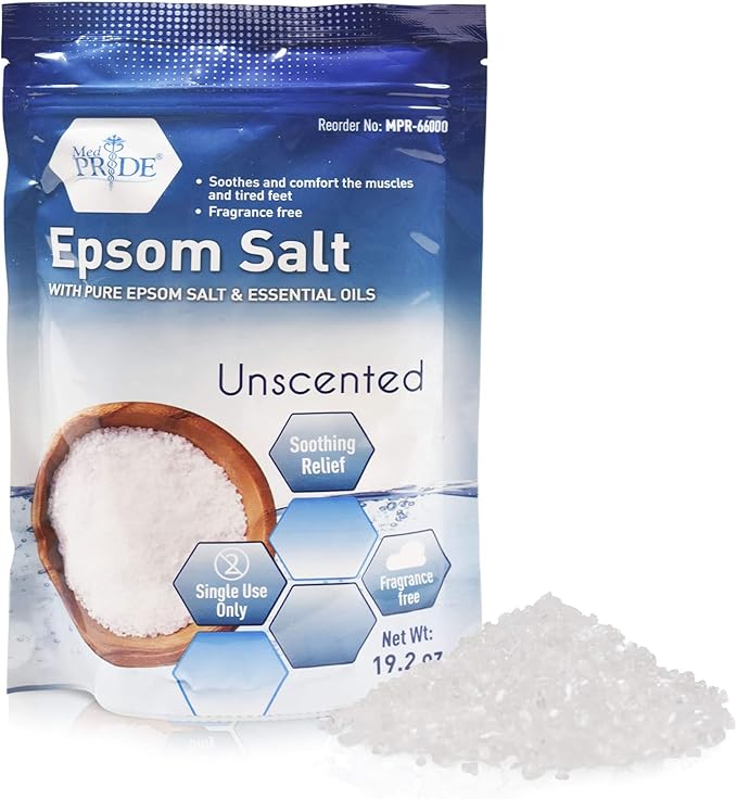 MED PRIDE Epsom Salt Foot Soak for Pain Relief and Muscle Recovery with Essential Oils, Soaking Salts for Dogs (Unscented 19.2 Ounce (Pack of 1))