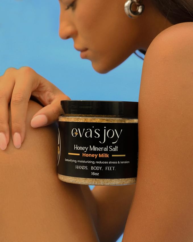 Eva's Joy Honey Milk Mineral Bath and Foot Soak, Made with Epsom Salt Crystals for Relaxation & Soft Skin, Oil-Free, Nourishing, Comforting Soak, 16 oz