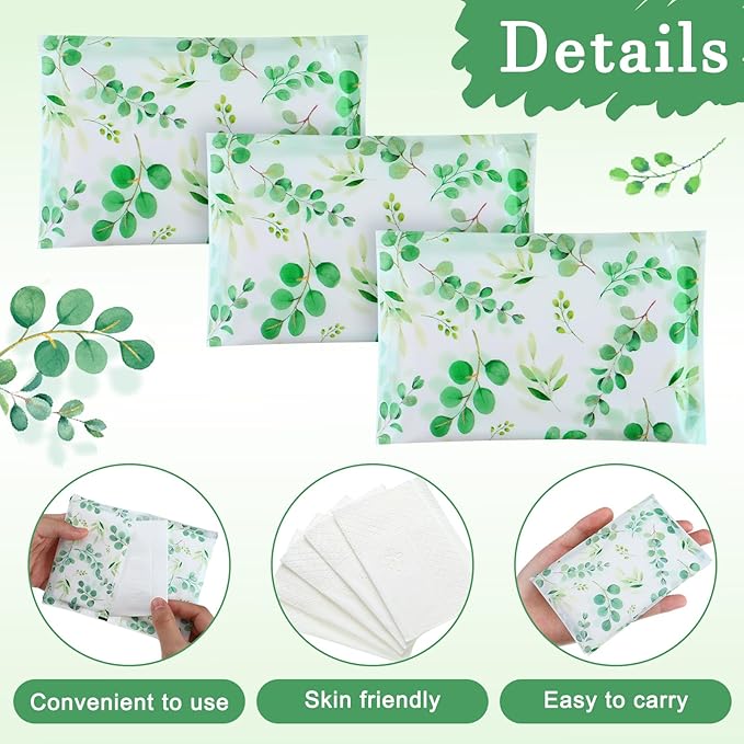Geyee 50 Packs Tissue Travel Size Facial Paper Napkins Travel Packs Disposable Pocket Tissues for Wedding Guest Traveling School Purse Home Supplies, 500 Sheets 3 Ply(Leaves)