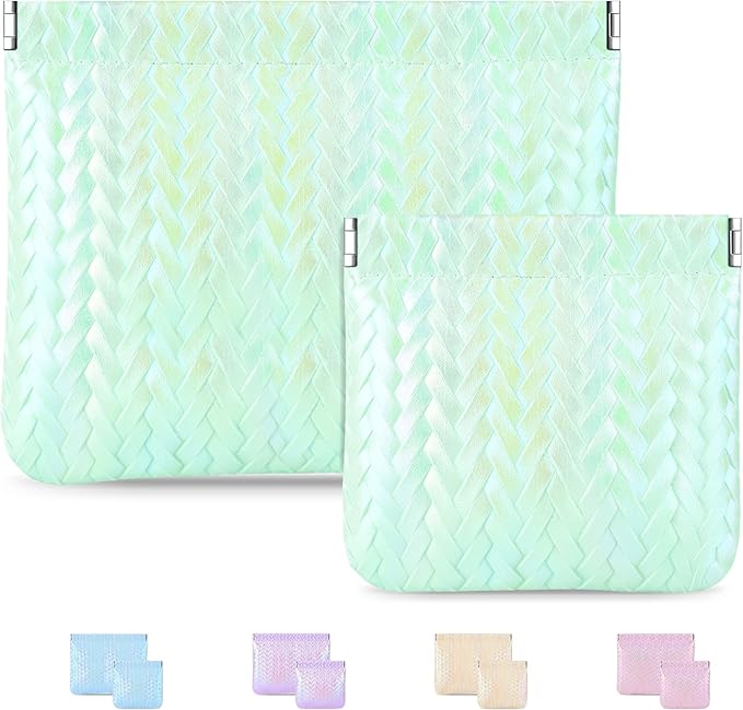 2 PC Small Makeup Bag for Purse, Lipstick Holder & Purse Organizer Pouches, Waterproof Faux Leather Cosmetic Bag, Slim Travel Makeup Pouch for Women Daily & Travel Essentials