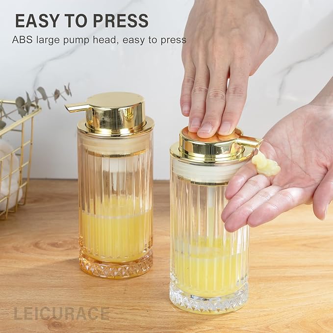 Glass Foam Soap Dispenser, Refillable Faming Dispenser with Gold Pump, Foam Hand Soap Dispenser for Bathroom Kitchen, Home Decor （Foam Type/Gold）