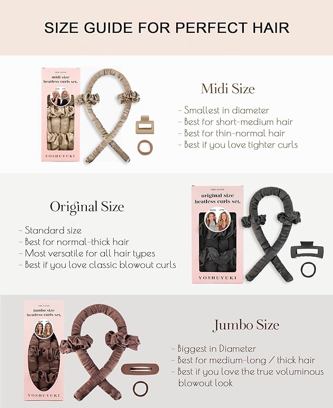 Jumbo Flexi Rods Hair Rollers Curlers to Sleep In Soft Satin Heatless Curling Rod Set, Heatless Curls Overnight Blowout Rods for Long Hair No Heat Overnight Curls, Heatless Hair Curler Curling Iron