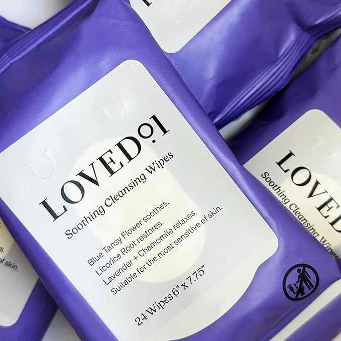 Loved01 Face & Body Cleansing Wipes, John Legend Skincare, Oil Free, No Rinse, Green Tea Extract, Blemish Prone Skin, Lavender Scent, On the Go, Vegan & Cruelty-Free, 2-Pack, 48 Wipes