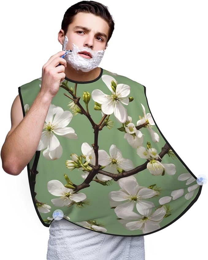 Pansy Perfection Print Beard Bib Shaving Apron, Beard Hair Trimming Cape Gift For Dad