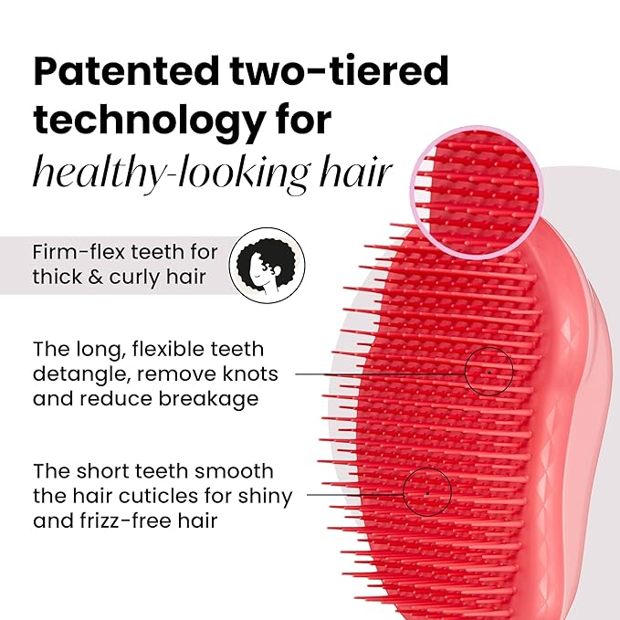 Tangle Teezer Original Detangler Brush, Dry & Wet Hair Brush for Thick & Curly Hair Types, Pink Punch