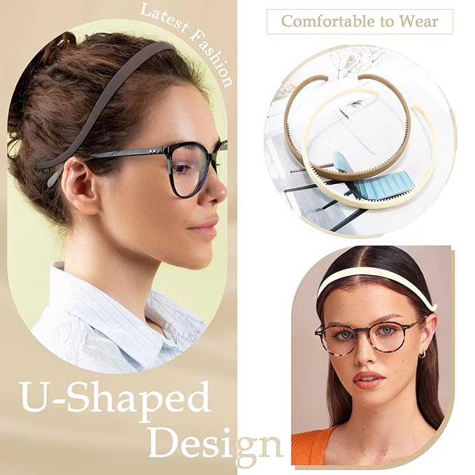 Sunglasses Headband for Women No Pressure Matte Non Slip Head Bands for Women’s Hair with Teeth, Comfortable Sun Glasses Headband 6PCS Thin Plastic Hairbands