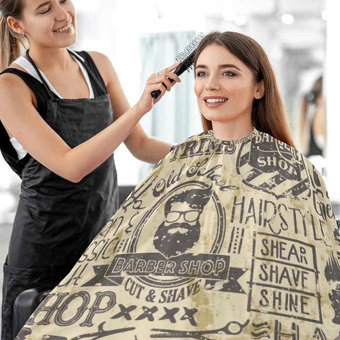 visesunny Professional Barber Cape Polyester Hair Cutting Salon Cape Apron Anti-Static Beard Bib Grooming Apron