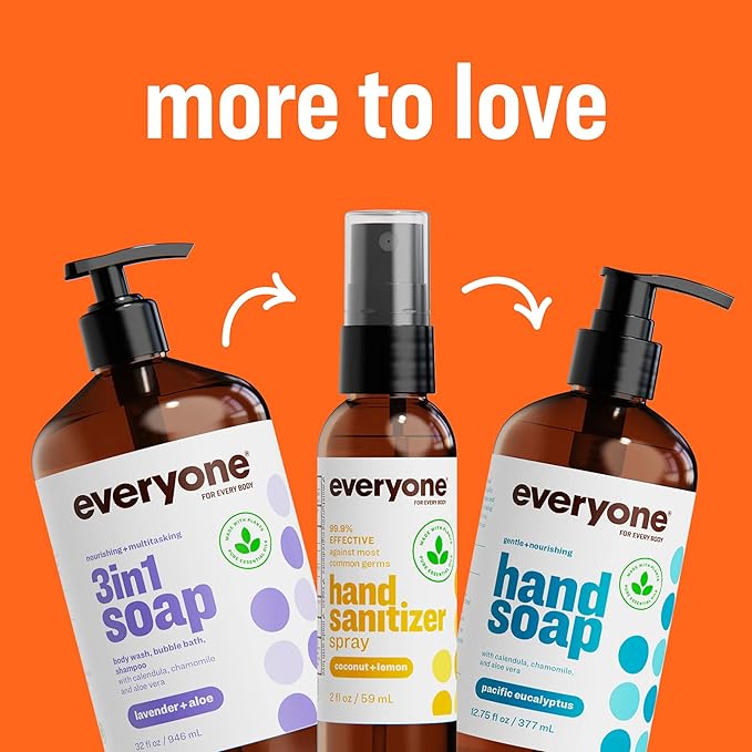 Everyone 3-in-1 Soap, Body Wash, Bubble Bath, Shampoo, 32 Ounce (Pack of 2), Cedar and Citrus, made with Essential Oils for Men and Women