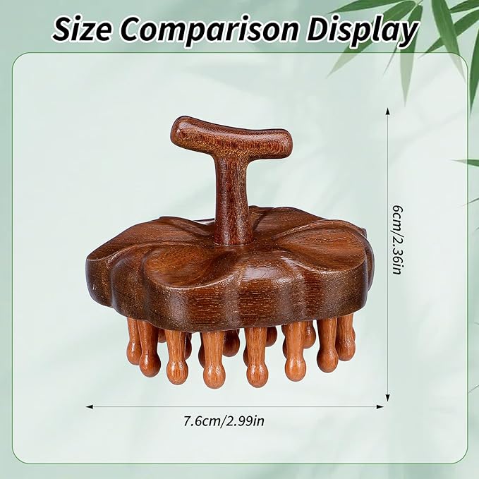 Wooden Scalp Massager Comb for Promote Hair Growth, Natural Wooden Hair Brush Portable Handheld Head Gua Sha Brush Round Anti-Static Head Massage Tool for Men Women Spa